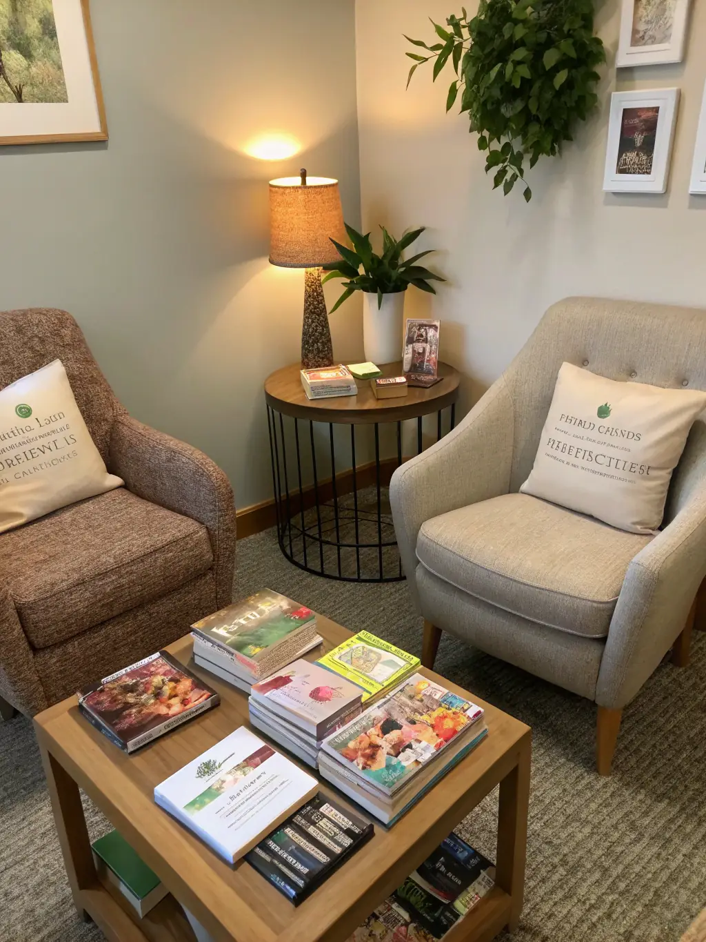 A comfortable seating area within the Vitex Innovation showroom, where clients can discuss their project with a design consultant. The image should convey a sense of personalized service and collaboration.