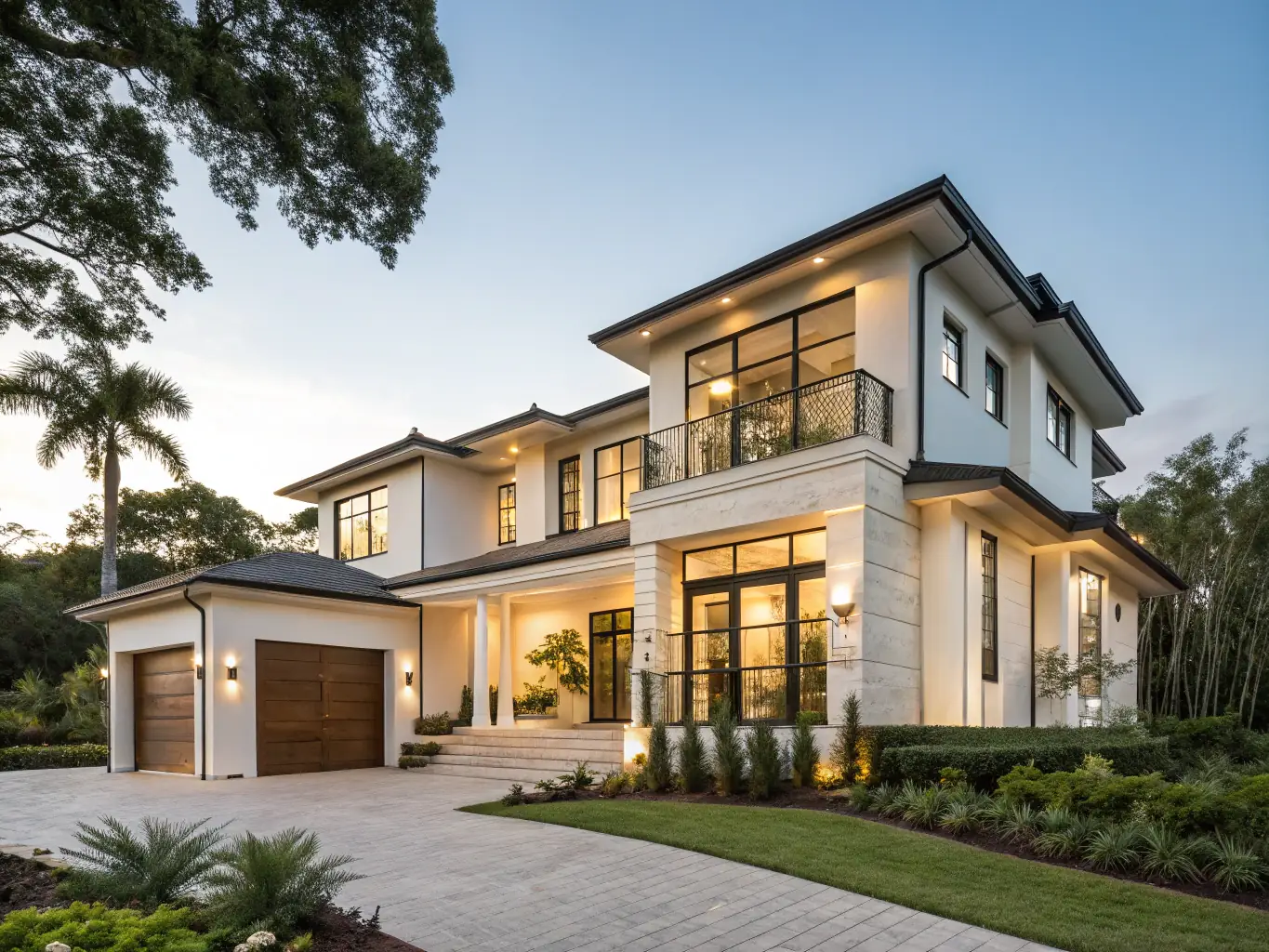 A newly constructed modern home with clean lines, large windows, and a well-manicured lawn, representing Vitex Innovation's new construction services.